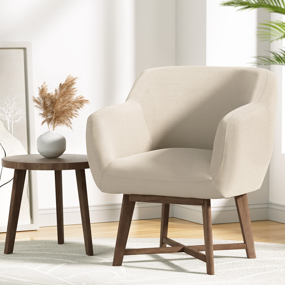 Artiss Armchair Tub Chair Beige Aston - Image 8