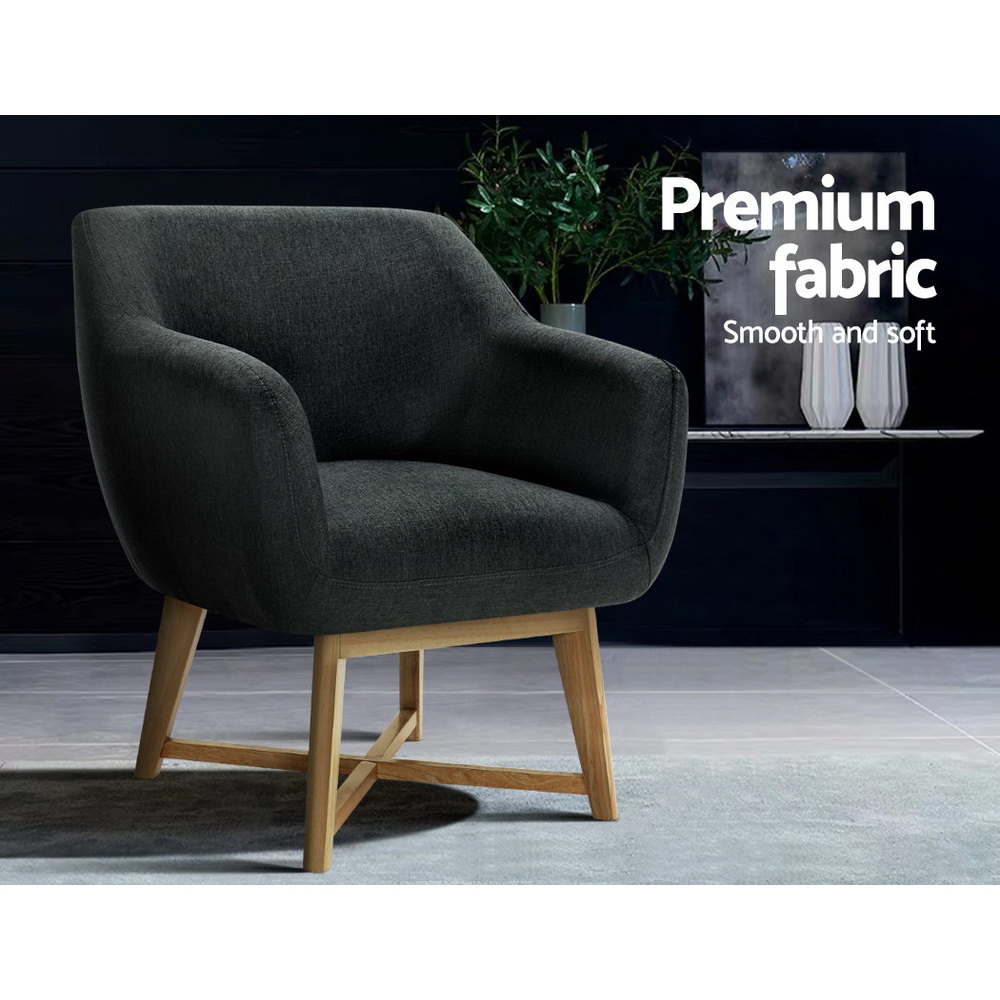 Artiss Armchair Tub Chair Charcoal Aston - Image 5