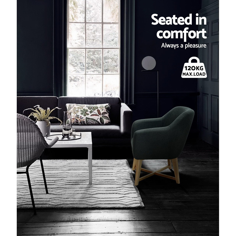 Artiss Armchair Tub Chair Charcoal Aston - Image 6