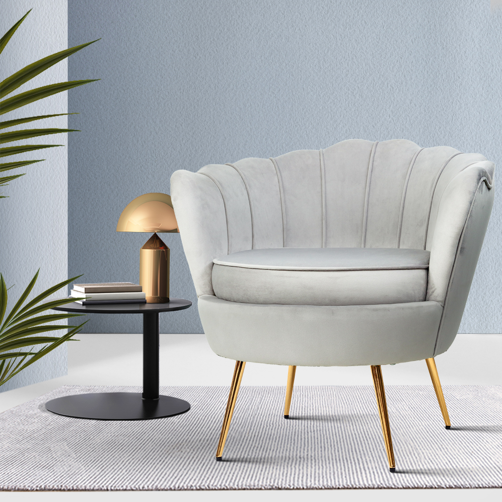 Artiss Armchair Velvet Grey Callista - Image 7