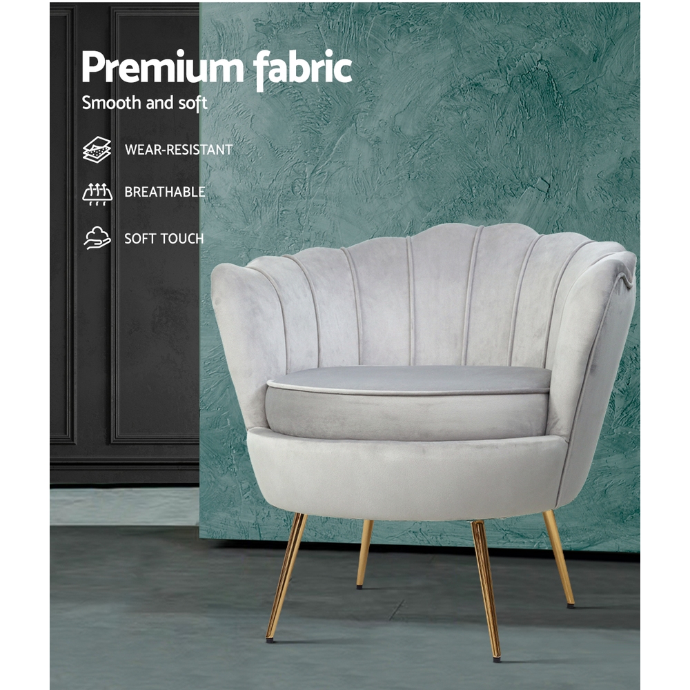 Artiss Armchair Velvet Grey Callista - Image 3