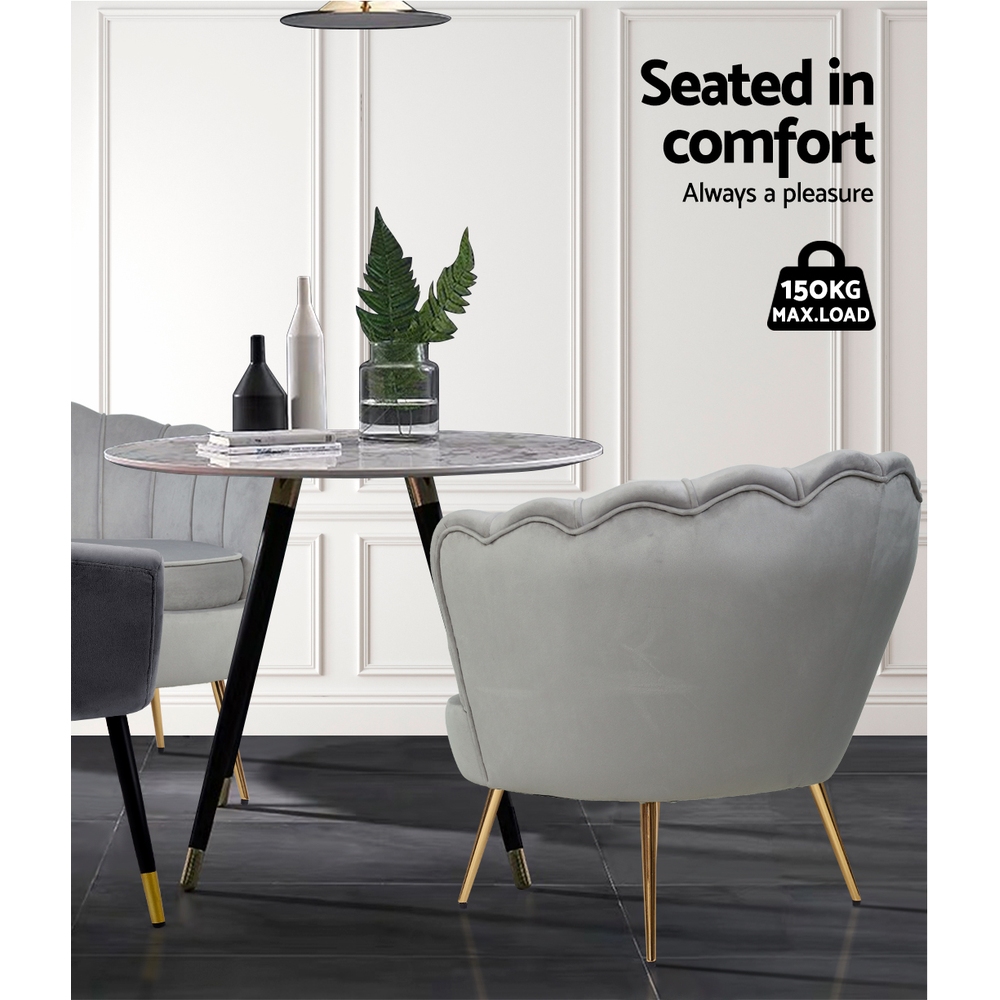 Artiss Armchair Velvet Grey Callista - Image 4