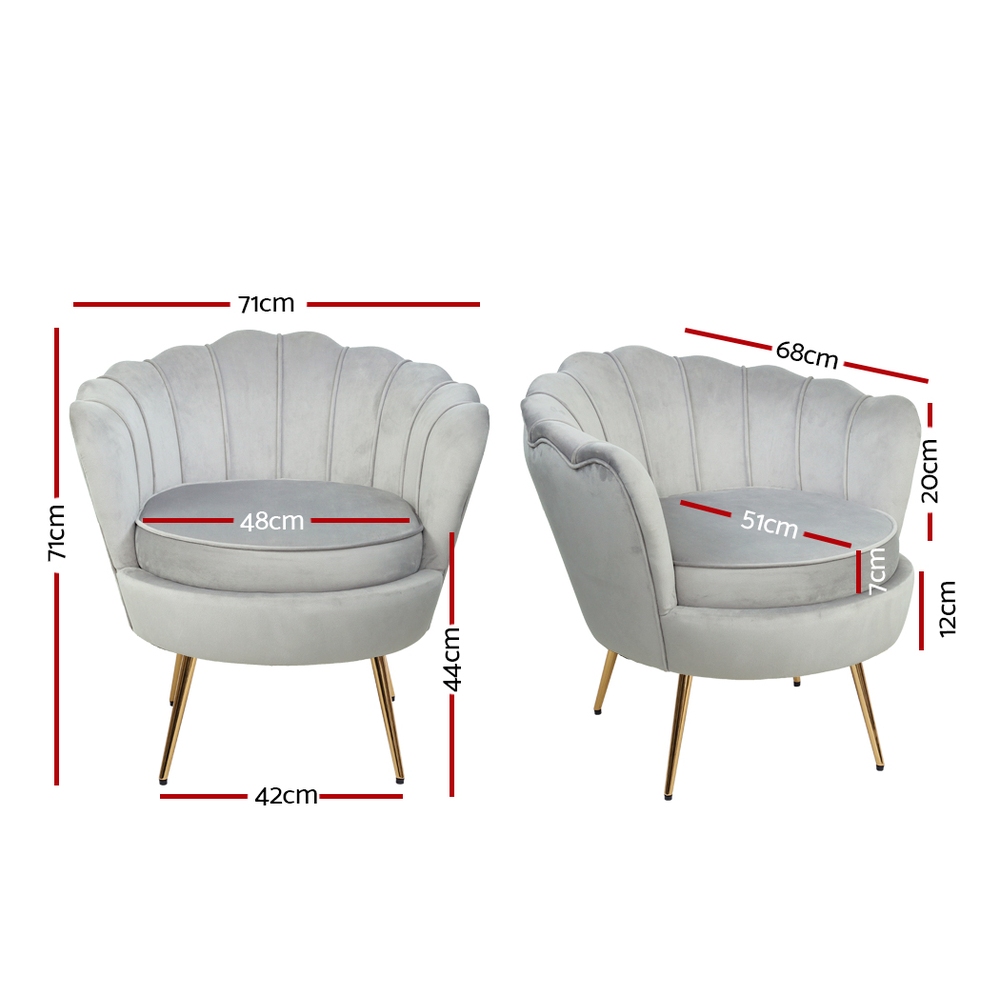 Artiss Armchair Velvet Grey Callista - Image 6