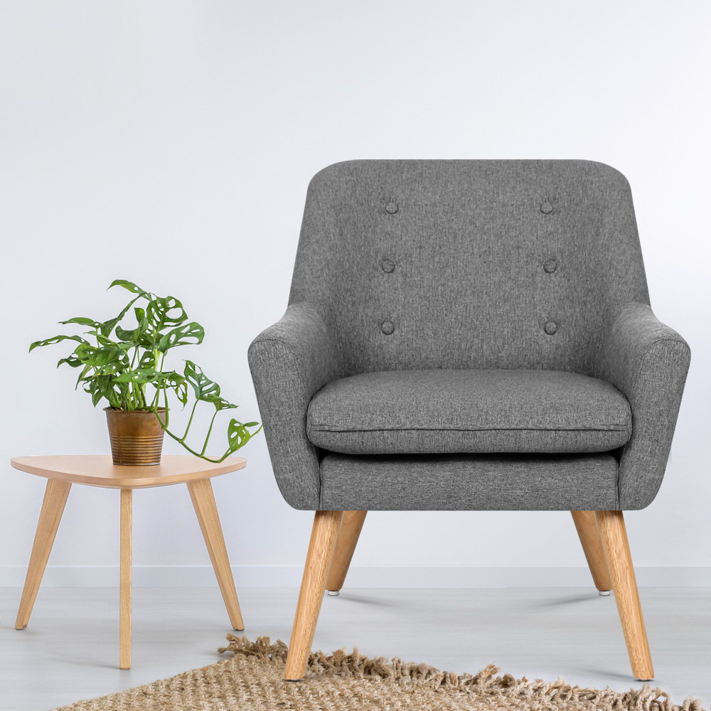 Artiss Armchair Linen Fabric Grey Charcoal - Image 7