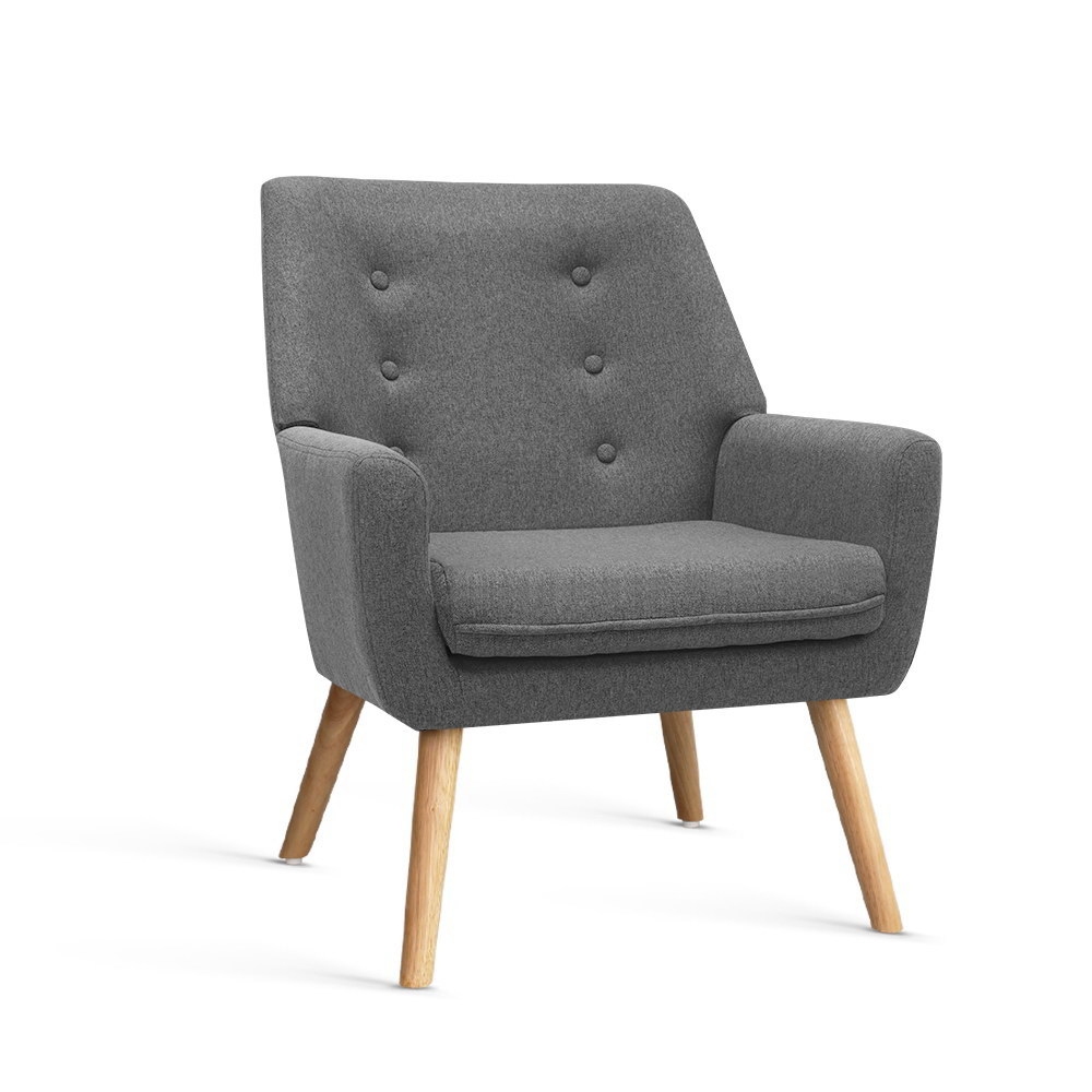 Artiss Armchair Linen Fabric Grey Charcoal