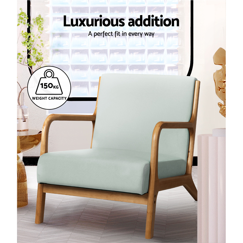 Artiss Armchair Fabric Grey Olive - Image 4