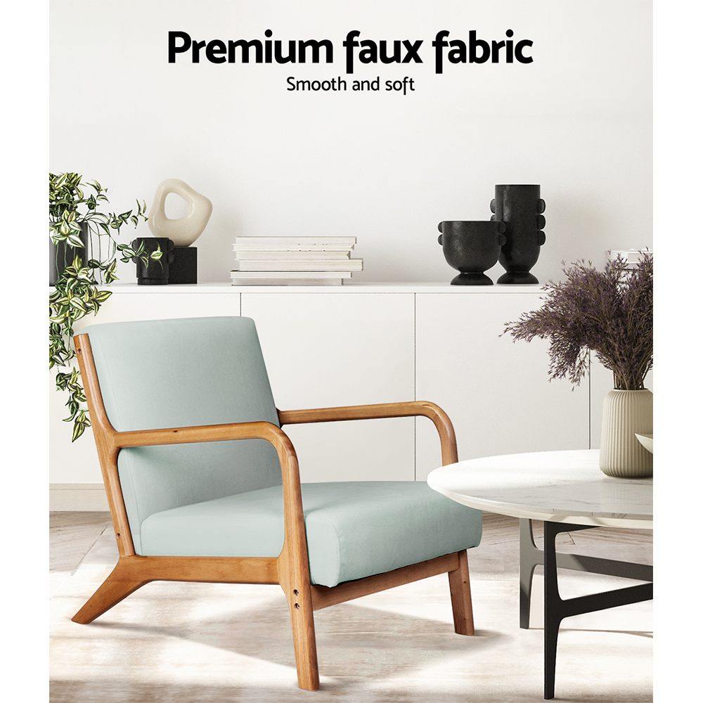 Artiss Armchair Fabric Grey Olive - Image 5