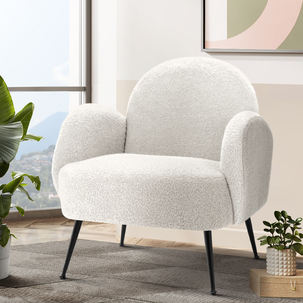 Artiss Armchair Boucle White Hanes - Image 7