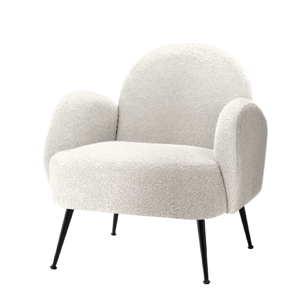 Artiss Armchair Boucle White Hanes