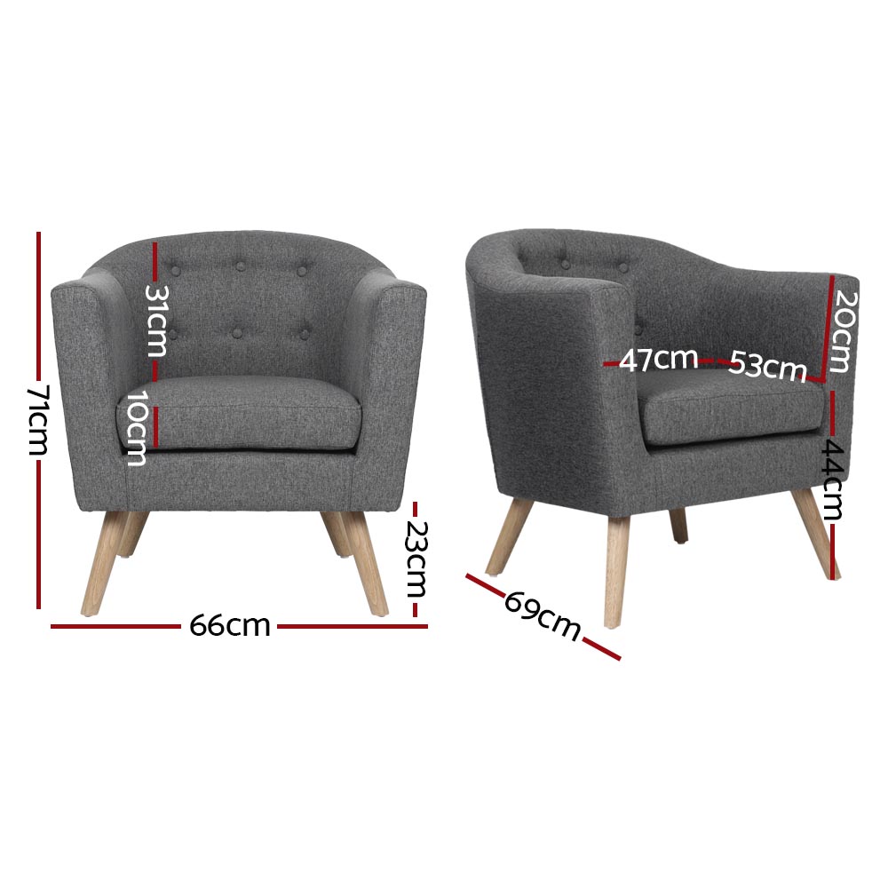 Artiss Armchair Tub Chair Grey Adora - Image 2