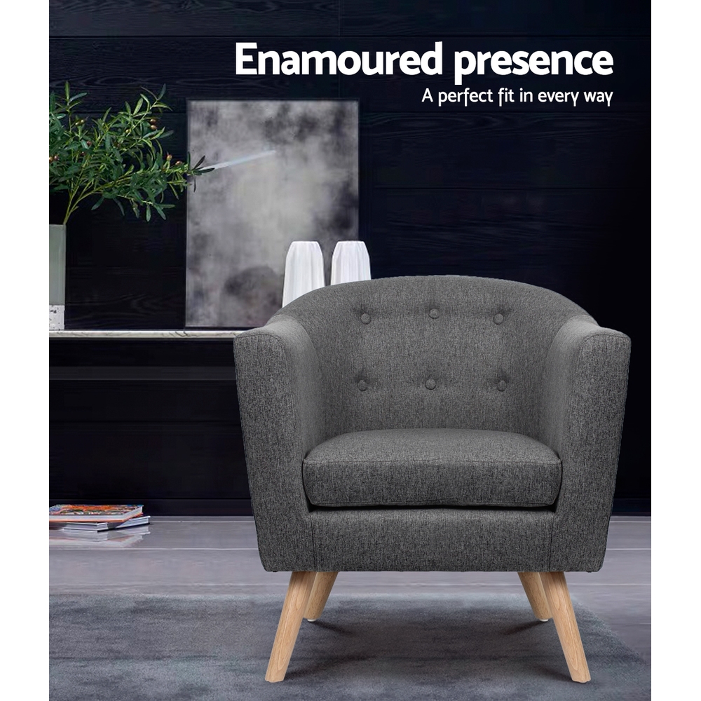 Artiss Armchair Tub Chair Grey Adora - Image 3