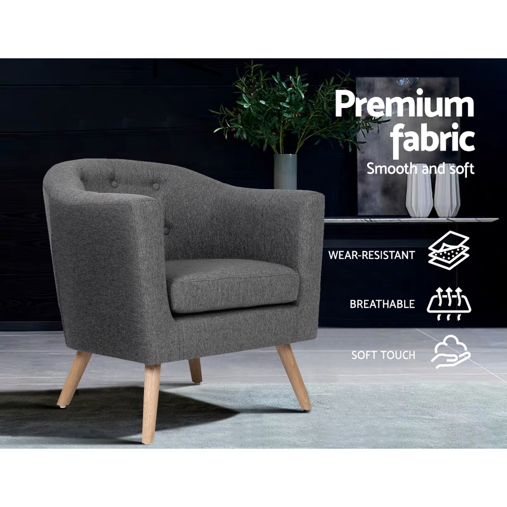 Artiss Armchair Tub Chair Grey Adora - Image 4