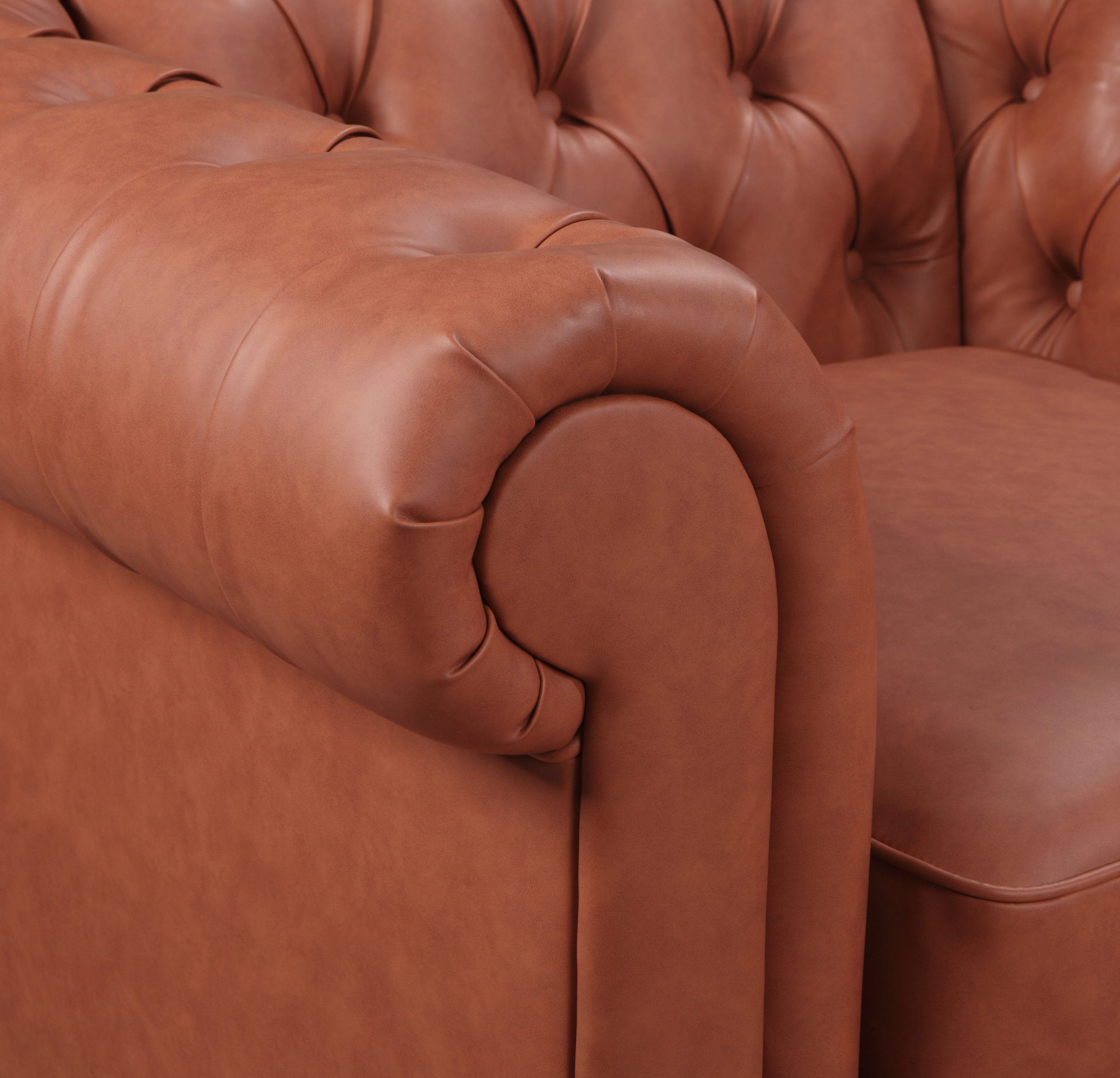 SeatScape Single Seater Brown Sofa Lounge Button Tufted in Faux Leather ...