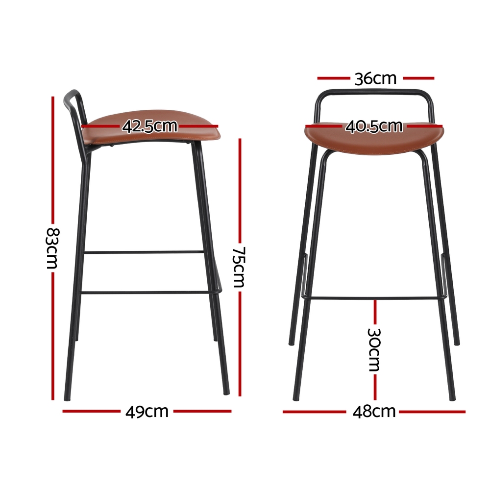 2x Artiss Bar Stools Kitchen Counter Stools Metal Brown - Image 4