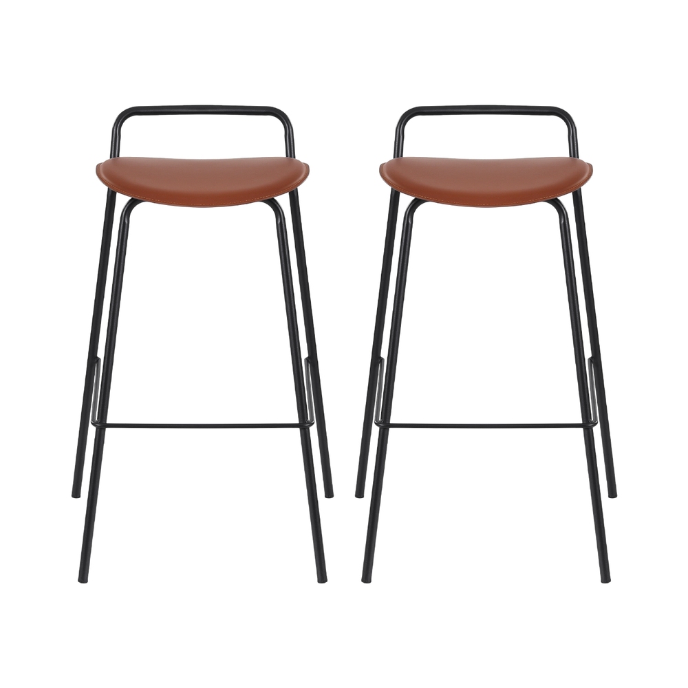 2x Artiss Bar Stools Kitchen Counter Stools Metal Brown - Image 5