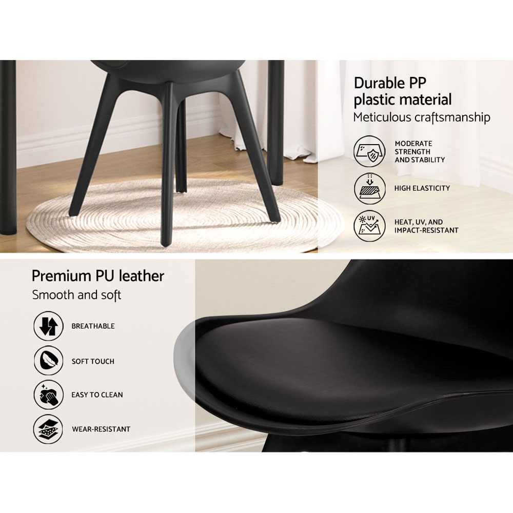 Artiss Dining Chairs Set of 4 Leather Plastic DSW Replica Black - Image 5