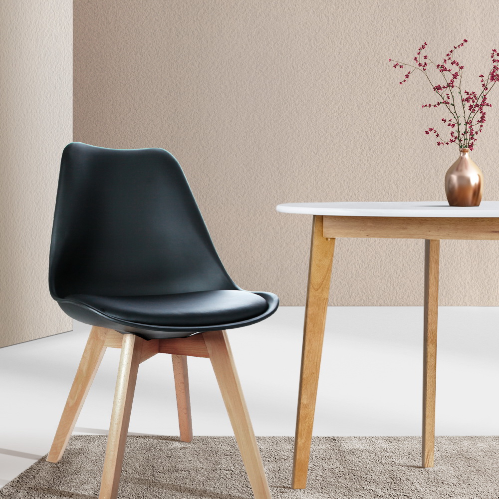 Artiss Dining Chairs Set of 4 Leather Plastic DSW Replica Wooden Black - Image 8