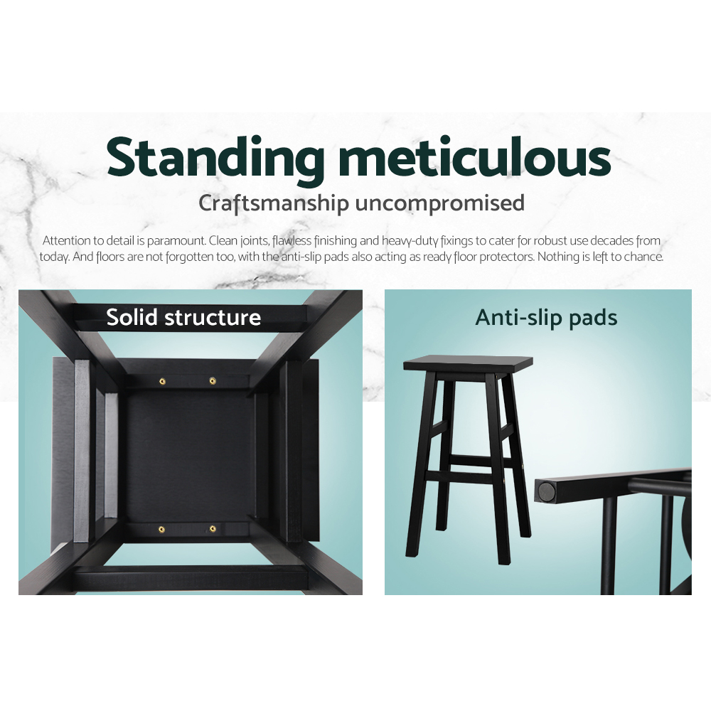 Artiss Bar Stools Kitchen Counter Stools Wooden Chairs Black x4 - Image 4
