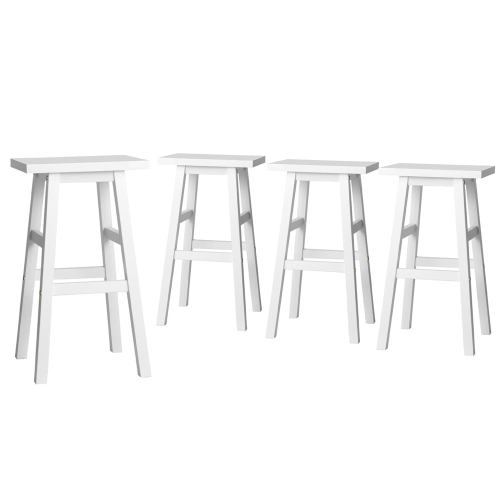 Artiss 4x Bar Stools Kitchen Chairs Wooden White - Image 3