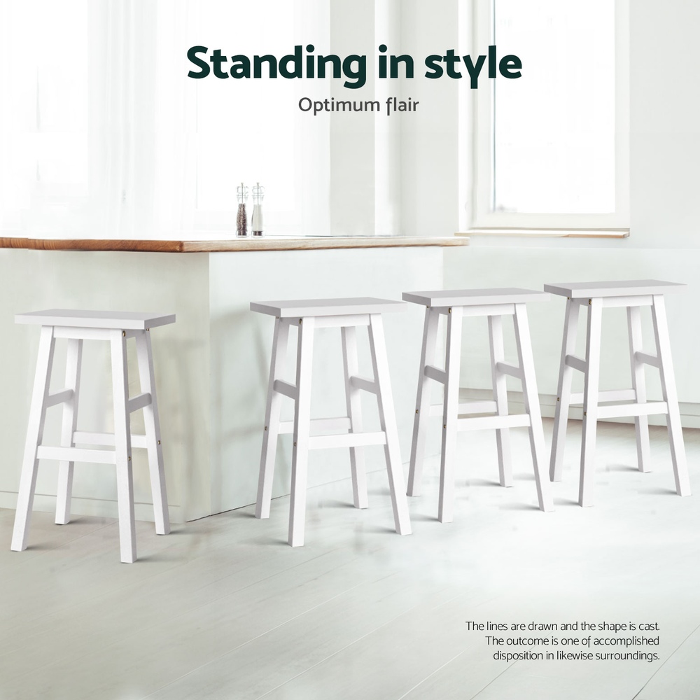 Artiss 4x Bar Stools Kitchen Chairs Wooden White - Image 5