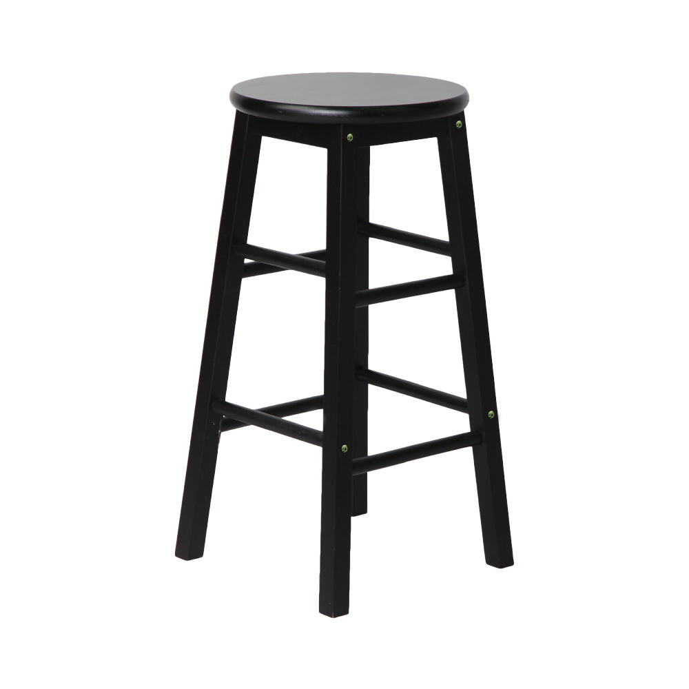 Artiss 2x Bar Stools Round Chairs Wooden Black - Image 4
