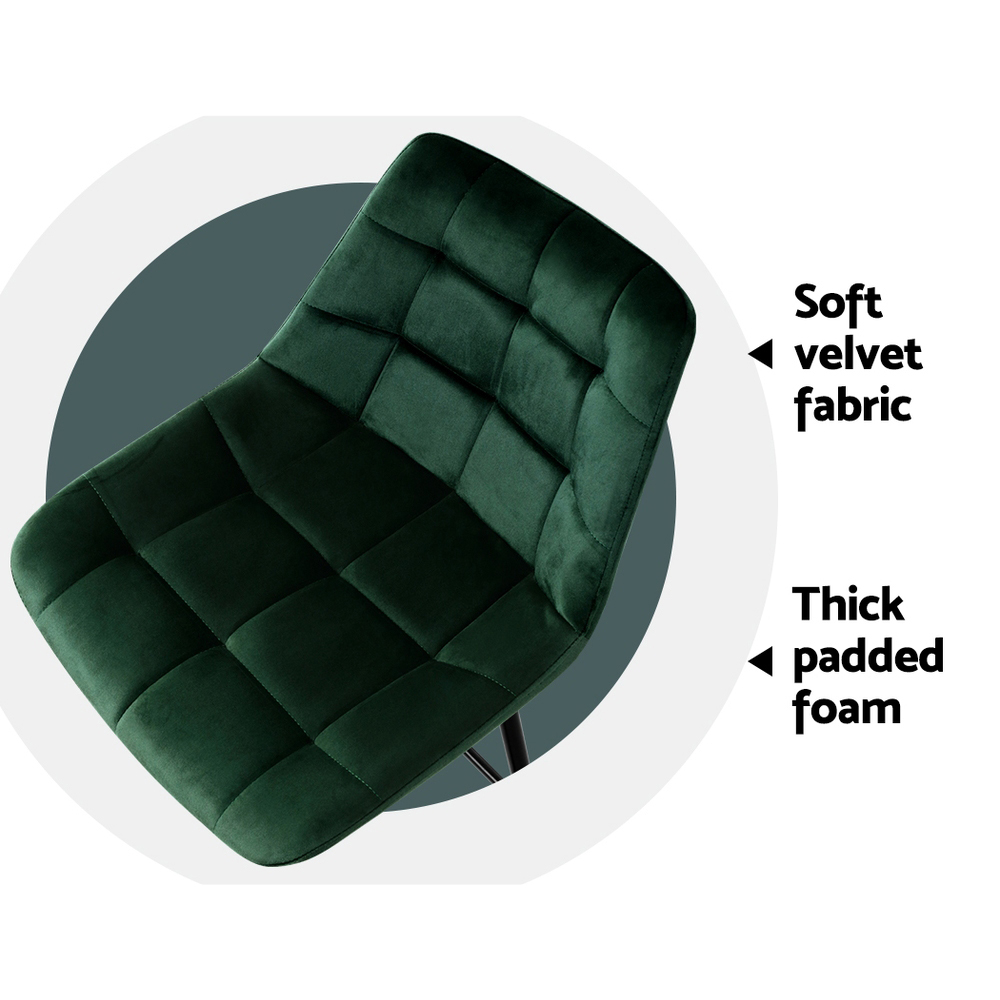 Artiss 2x Bar Stools Velvet Chairs Green - Image 6