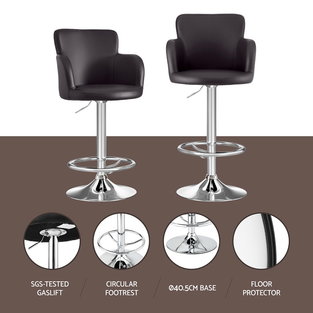 SeatScape Artiss 2x Leather Bar Stools Swivel Adjustable Gas Lift PU ...