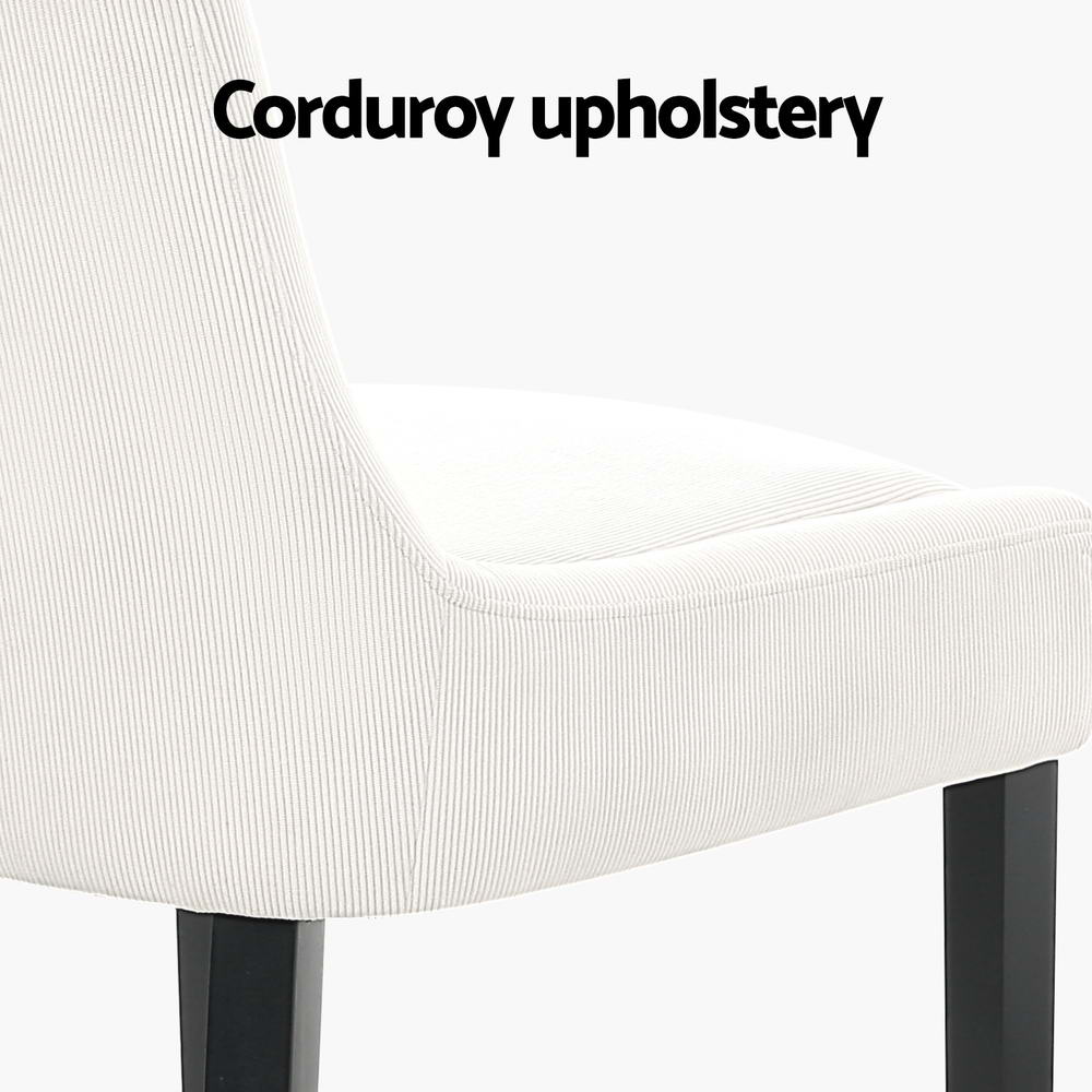 Artiss Dining Chairs Set of 4 Corduroy Wooden Beige - Image 4