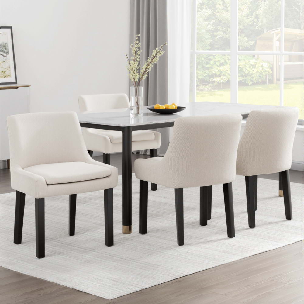 Artiss Dining Chairs Set of 4 Corduroy Wooden Beige - Image 7