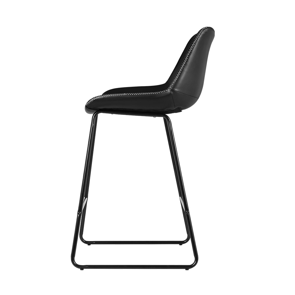 Artiss Bar Stools Kitchen Counter Barstools Leather Metal Chairs Black x2 - Image 3