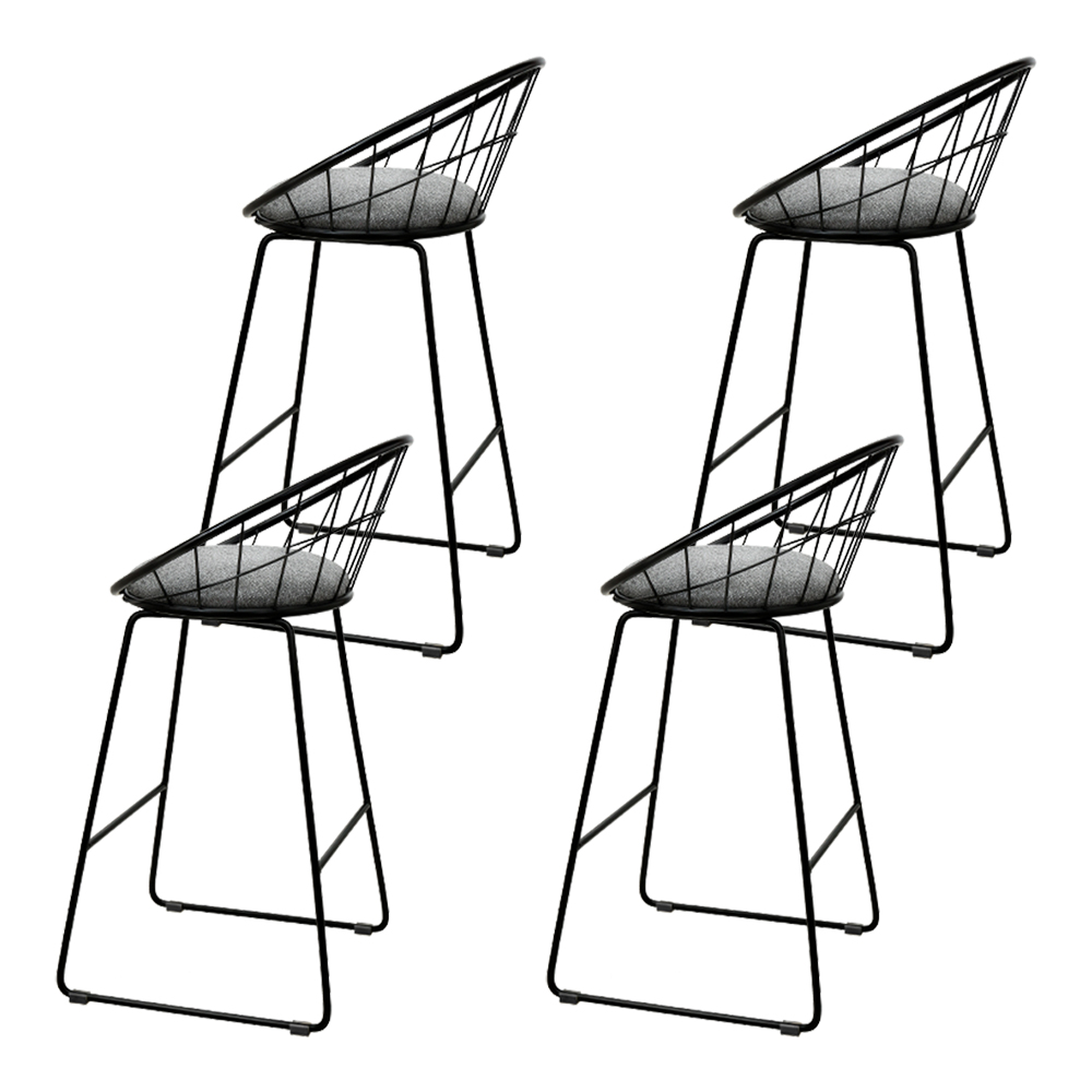 Artiss 4x Bar Stools Padded Seat Metal - Image 3