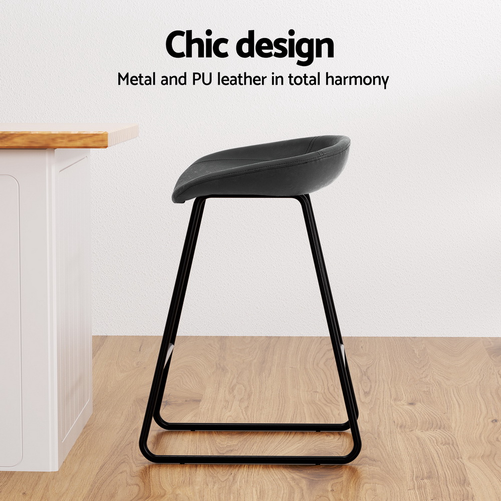 Artiss 4x Bar Stools Kitchen Dining Chairs Counter Stool PU Leather Metal - Image 4
