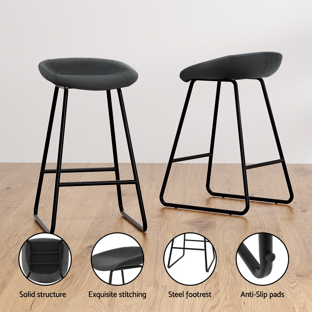 Artiss 4x Bar Stools Kitchen Dining Chairs Counter Stool PU Leather Metal - Image 5