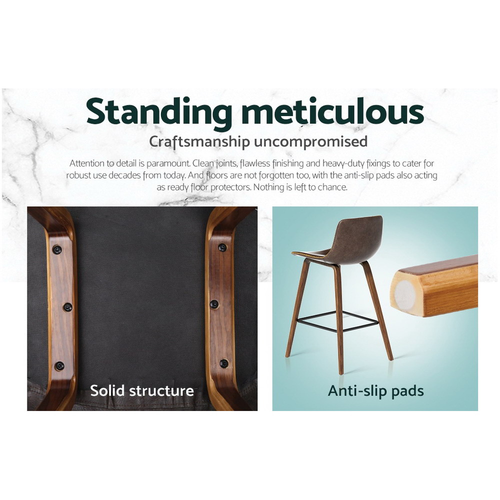 Artiss Bar Stools Kitchen Counter Barstools Leather Wooden Chairs x2 - Image 7