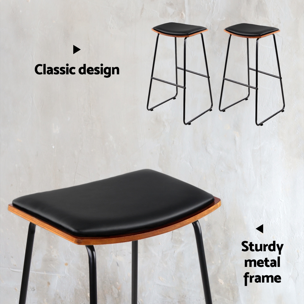 Artiss 4x Bar Stools Leather Padded Metal - Image 5