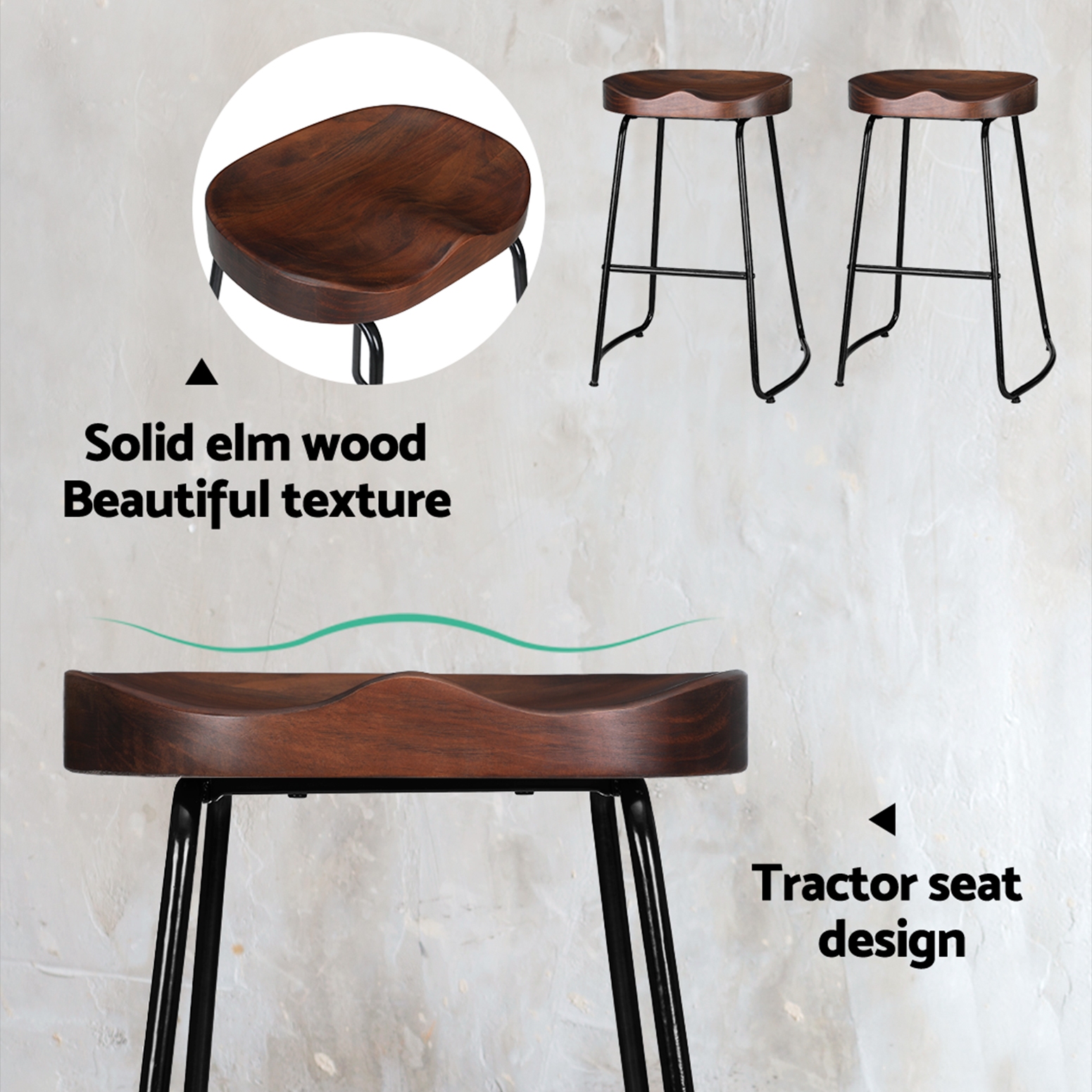 Artiss 4x Bar Stools Tractor Seat 65cm - Image 5