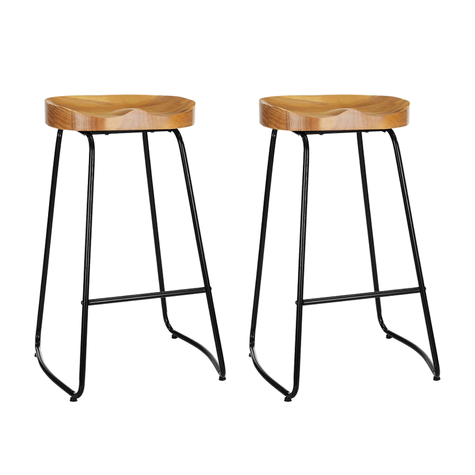 Artiss 2x Bar Stools Tractor Seat 75cm Wooden - Image 8