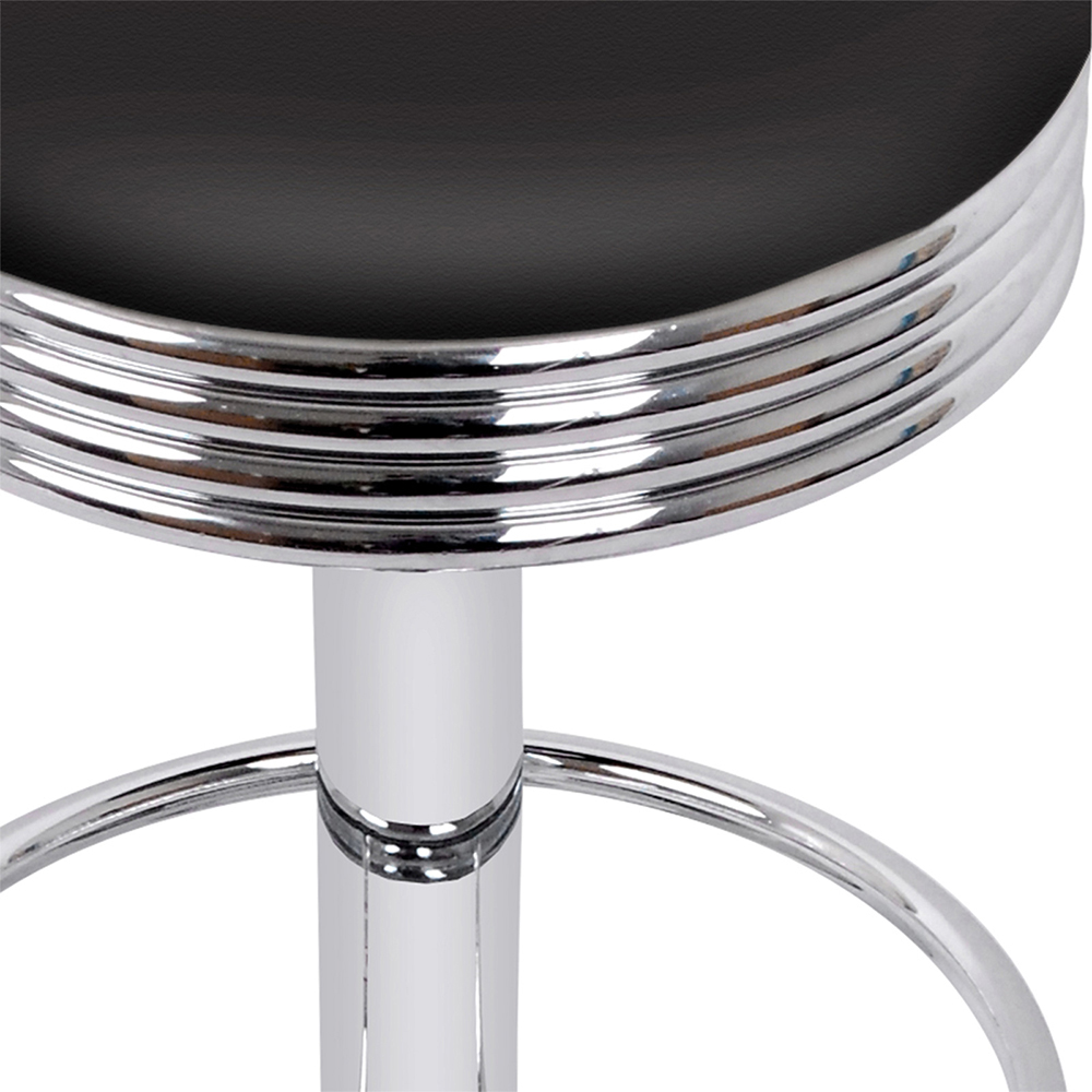 Artiss Set of 2 Backless PU Leather Bar Stools - Black and Chrome - Image 3