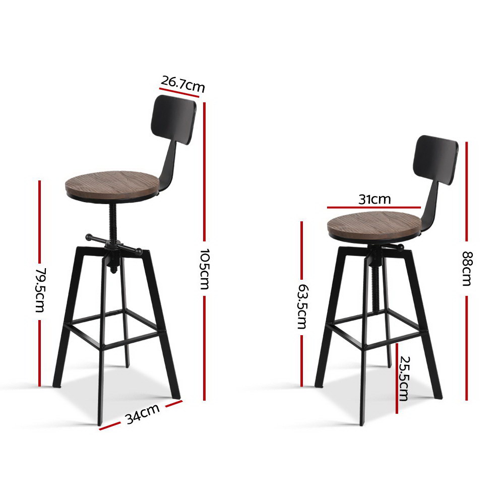 Artiss Bar Stools Kitchen Counter Chairs Vintage Metal Chairs - Image 2