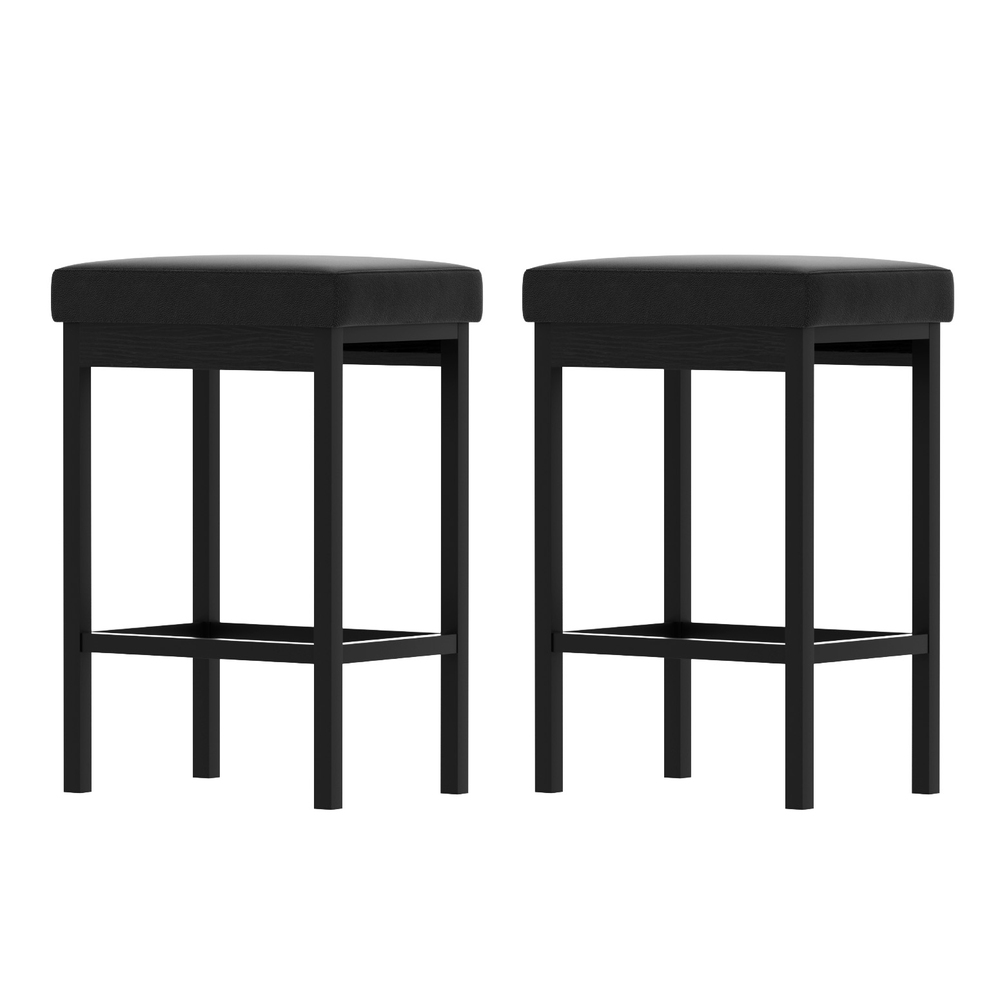 2x Artiss Metal Bar Stools PU Seat Dining Counter Chairs - Image 7