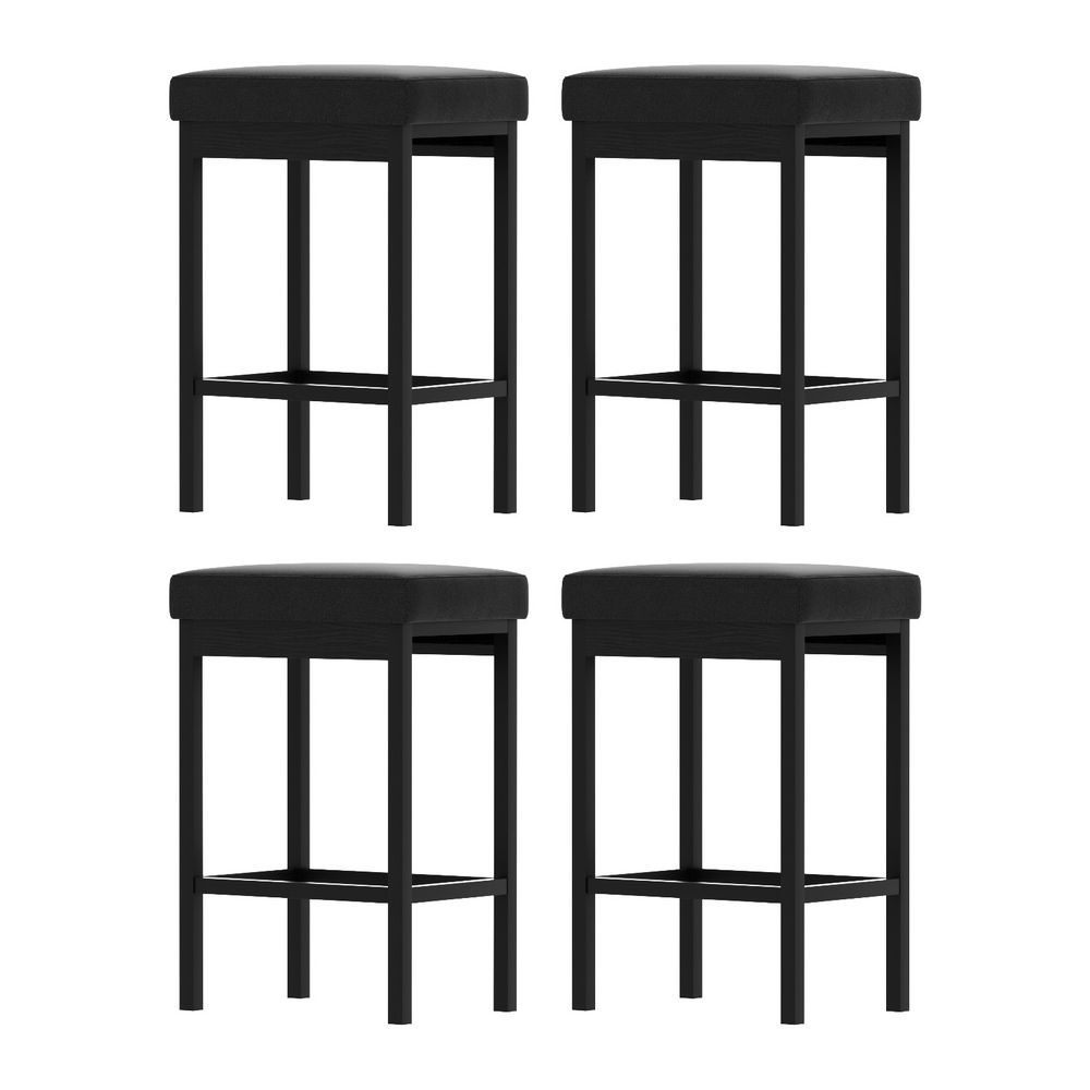 A Set of 4 Artiss Metal Bar Stools PU Seat Dining Counter Chairs - Image 7