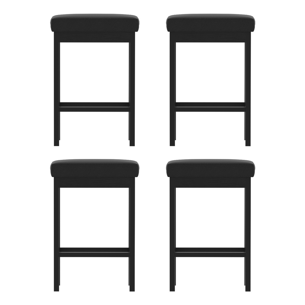 A Set of 4 Artiss Metal Bar Stools PU Seat Dining Counter Chairs - Image 3