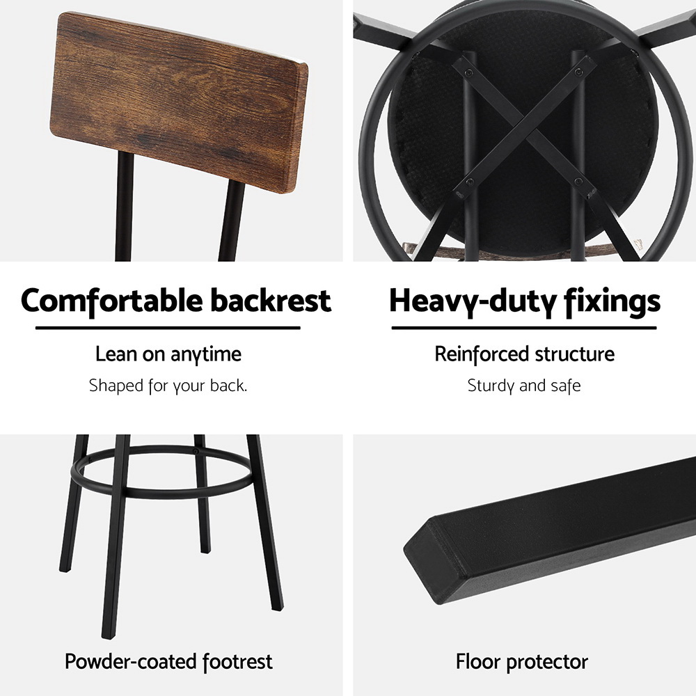 Artiss 4X Industrial Bar Stools Upholstered Counter Chairs Steel Frame Anti-Scratch - Image 6