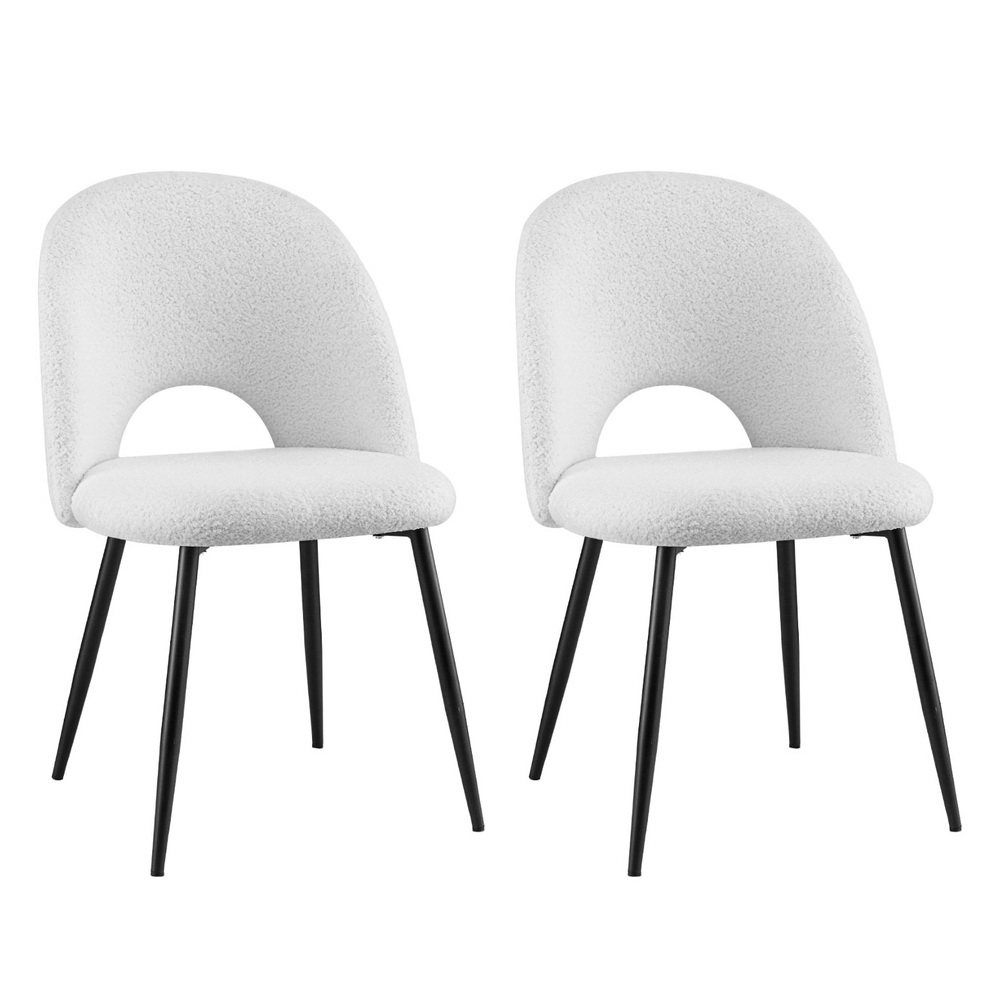 Set of 2 Artiss Dining Chair Boucle Sherpa