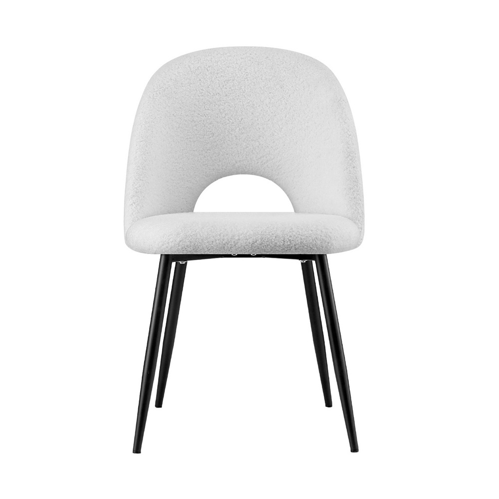 Set of 2 Artiss Dining Chair Boucle Sherpa - Image 3