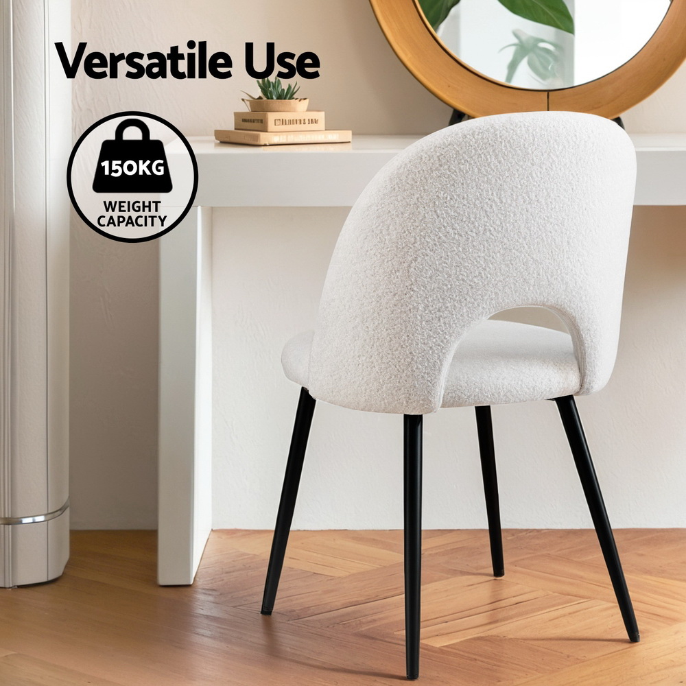 Set of 2 Artiss Dining Chair Boucle Sherpa - Image 6