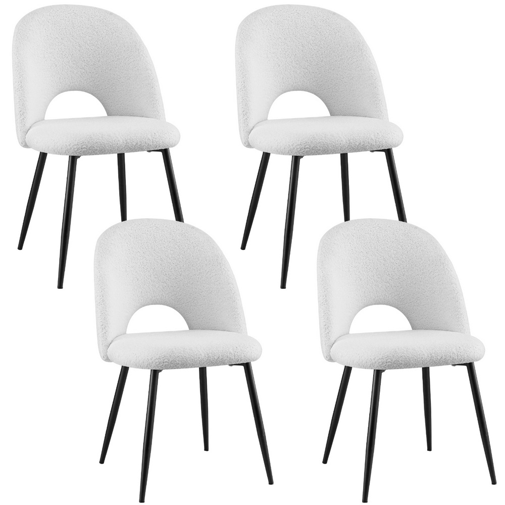Set of 4 Artiss Dining Chair Boucle Sherpa