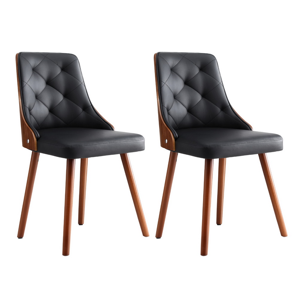 Set of 2 Artiss Dining Chairs Black PU