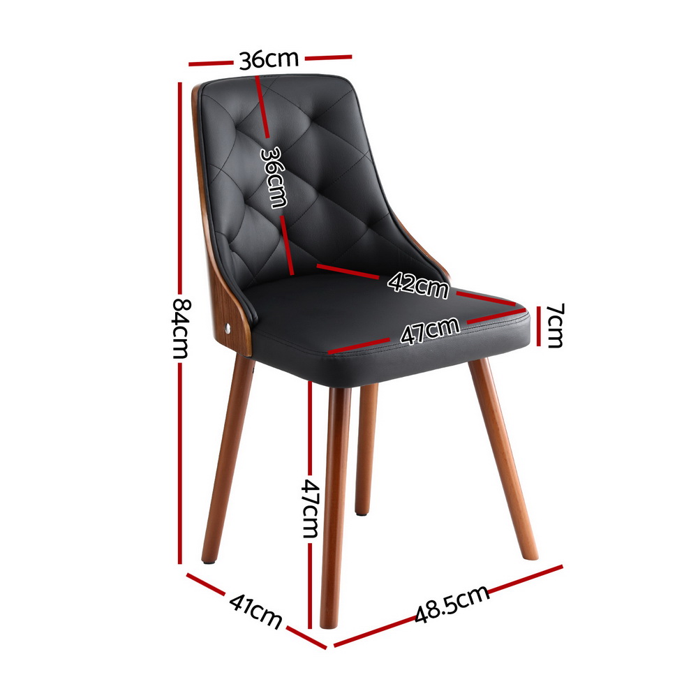 Set of 2 Artiss Dining Chairs Black PU - Image 2