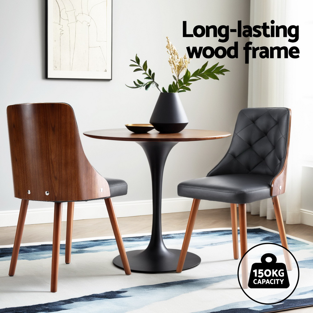 Set of 2 Artiss Dining Chairs Black PU - Image 4